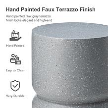 17.25"H Multi-functional MGO Faux Terrazzo Garden Stool