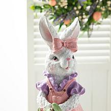 17.5"H Easter Resin Bunny Girl Table Decor with Flower Basket