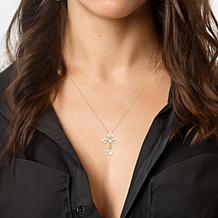 18" 14K Gold 3.5-4.5mm Cultured Freshwater Pearl Cross Necklace