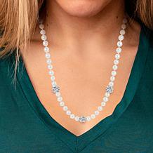 18" 5-5.5mm Cultured Freshwater Pearl Love Knot Station Necklace