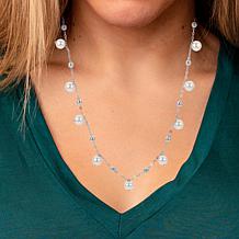 18" 6-6.5mm Cultured Pearl Sterling Silver Beaded Dangle Necklace