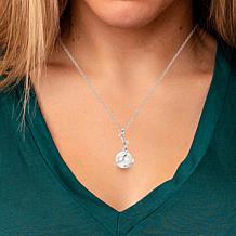 18" 8-8.5mm Cultured Pearl and White Topaz Floral Hook Drop Necklace