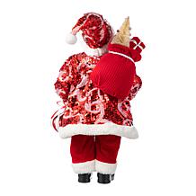 18" Faux Fur Christmas Peppermint Santa Figurine