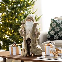 18" Faux Fur Christmas Woodland Santa Figurine