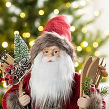 18" Faux Fur Christmas Woodland Santa Figurine