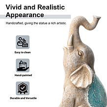 18 "H MGO Faux Granite and Mosaic Sitting Elephant Statue