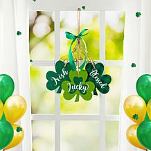 18.50"H St. Patrick's Day Wooden Shamrock Door Hanger