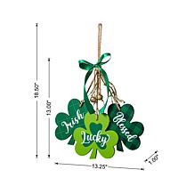18.50"H St. Patrick's Day Wooden Shamrock Door Hanger