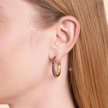 18K Gold-Plated Sterling Silver Gemstone Hoop Earrings