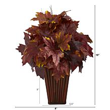 19 in. Autumn Maple Leaf Artificial Plant in Decorative Planter