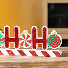 19" Wooden HOHOHO Candy Cane Table Decor
