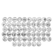 1999-2009 Complete Set of 56 State & Territorial Quarters w/Map Folder