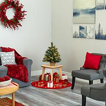 2 ft. Frosted Pine Artificial Christmas Tree with 35 Clear LED Ligh...