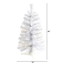 2 ft. White Artificial Christmas Tree with 35 LED Lights and 72 Ben...