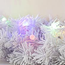 2-Pack 6ft Pre-Lit Snow Flocked White Pine Garlands