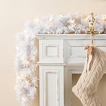 2-Pack 6ft Pre-Lit Snow Flocked White Pine Garlands
