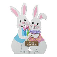 2-piece 24" Easter Wooden Bunny Porch Decor