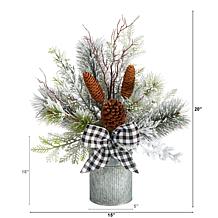 20” Holiday Winter Greenery with Pinecones
