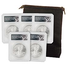2024 P-Mint Uncirculated Silver Eagle with Star Privy Mark - Set of 5