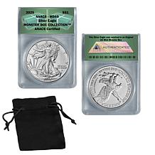 2025 MS69 ANACS Silver Eagle Dollar Coin with Green Monster Box Label