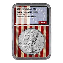 2026 Silver Eagle-Enhanced Uncirculated-Flag Core-NCG70