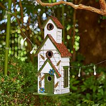 20"H Distressed Solid Wood 3-Story Decorative Outdoor Birdhouse