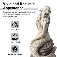 20"H MGO Concrete Finish Mermaid Garden Statue