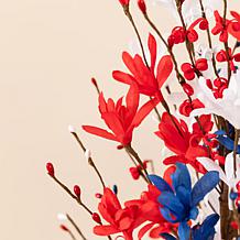 21" Patriotic Floral Table Tree with Burlap Base