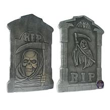 21" Spooky Tombstone Sculptures - Set of 2