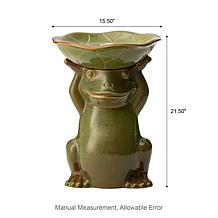 21.5"H Frog Lotus Birdbath Outdoor Floor Fountain w/Pump and LED Light