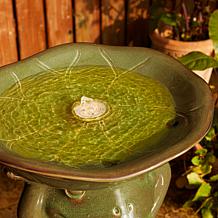 21.5"H Frog Lotus Birdbath Outdoor Floor Fountain w/Pump and LED Light