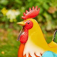 21"H Metal Vibrant Standing Rooster Garden Statue