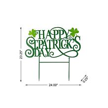23.25"H Happy St. Patrick's Day Green Metal Yard Stake
