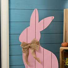 24" Easter Wooden Pink Bunny Porch Decor