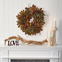 24 in. Fatsia with Berries Autumn Artificial Wreath