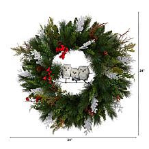 24 in. Holiday Owl Family Wreath