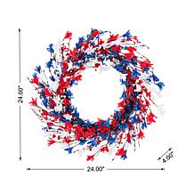 24" Patriotic Floral Wreath with Red, White & Blue Flowers