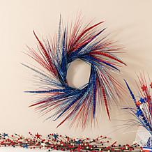 24" Patriotic Red, White & Blue Tinsel Wreath