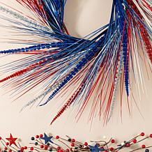 24" Patriotic Red, White & Blue Tinsel Wreath