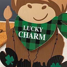 24" St. Patrick's Highland Cow Wooden Porch Decor