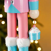 24" Wooden Christmas Pink Cake Nutcracker Decoration