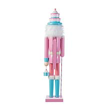 24" Wooden Christmas Pink Cake Nutcracker Decoration