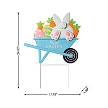 24"H Easter Metal Wheel Barrow Yard Stake - Two Function