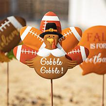 24"H Set of 3 Metal Thanksgiving Football Turkey Yard Stake (KD)