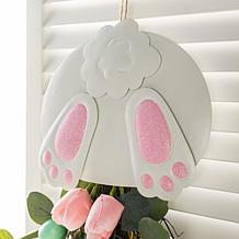 26" Easter Teardrop Wall Decor with Bunny and Tulips