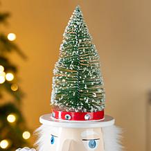 26" Wooden Christmas Nutcracker with Green Brush Tree
