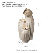 27.25"H 4-Tier Beige Embossed Pattern Outdoor Ceramic Pots Fountain