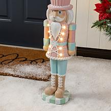 28" Lighted Macaron Pink and Blue Resin Christmas Porch Decor