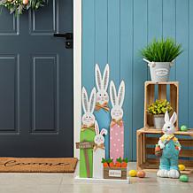 29.75"H Easter Wooden Bunny Family Porch Decor