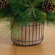 3-ft Pre-Lit Christmas Tree in Jute Planter by Nearly Natural